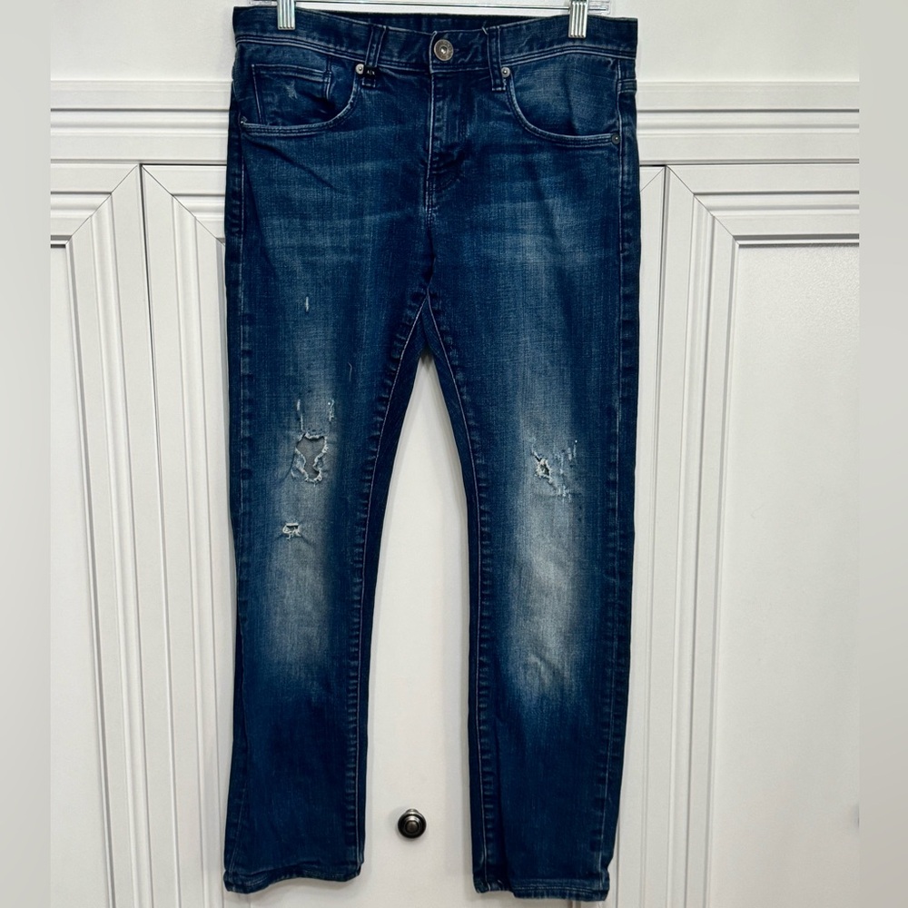 Armani Exchange Distressed Blue Slim Jeans - Picture 2 of 9